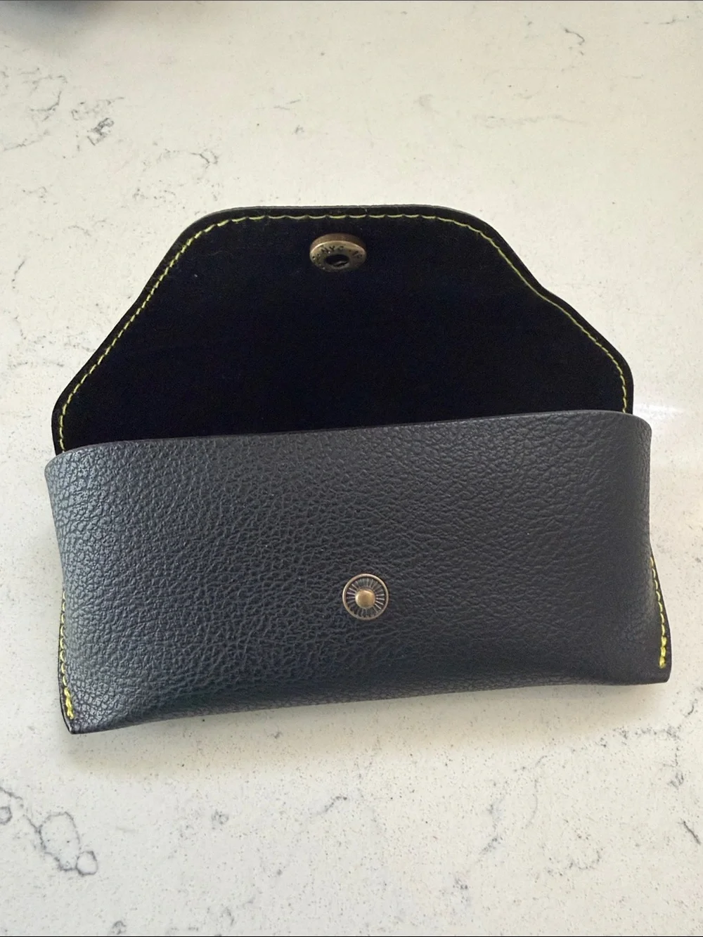 Authentic MOSCOT NYC Black Eyeglass Case Yellow Stitching Snap Closure Case Only